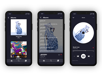 Music App - Album Flow ReDesign album album art app app design clean concept dailyui dark app dark mode dark theme dark ui design dribbble minimal minimalistic mobile ui music music app music player new