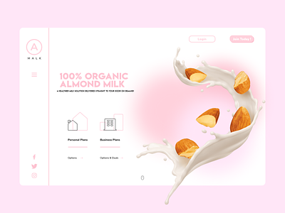 Malk Homepage - Almond Milk Delivery Concept