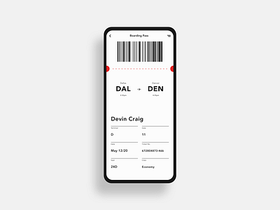 Boarding Pass black and white boarding pass daily ui minimalistic mobile mobile ui