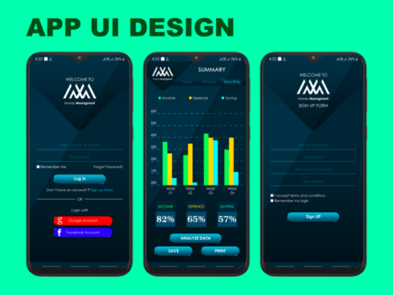 Money Manager App UI design screens app mockup app ui mobile app ui design