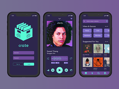 Crate app logo mobile app mobile app design mobile design mobile ui music music app music player sketch sketchapp ui ux