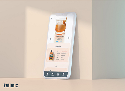 Tailmix alcohol app cocktail design mobile app mobile app design mobile design mobile ui mockup recipe app ui ux