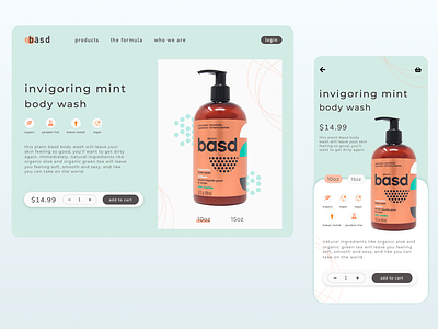 basd body wash app branding design flat green mobile product ui ux web