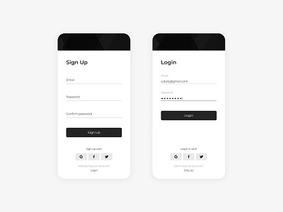 Login screen dailyui 001 login screen minimal minimalism mobile sign in sign up