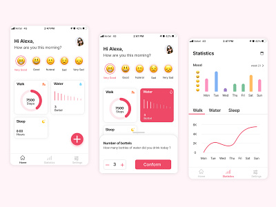 Mood tracker mobile app app design icon iphone8 minimal mobile app mobile ui mood moodtracker tracker typography ui uidesign uiux ux website