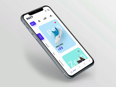 Suzy App E-commerce concept 2020 ui trends animation branding cool design design e commerce template ecommerce filter ui illustration nike air puma rkhd shoes app ui ux vector