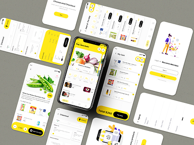 Grocery app 2020 2020 ui trends add to cart branding checkout design ecommerce free downlaod graphic graphic design grocery grocery store illustration login logo rkhd signup typography website