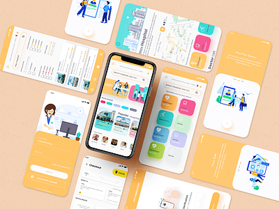 Hospital App Book Your Doctor Now 2020 ui trends app branding ecommerce flat hospital app icon intro screen intro screens login rkhd search with filter typography ux web