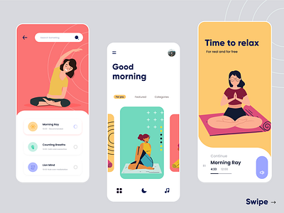 Yoga 1.0 2020 2020 ui trends app branding design fitness illustration meditation app music rkhd typography ui ux yoga yoga app yoga pose yoga studio young