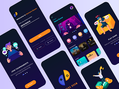 E-Sports - Tournament Host Design 2020 ui trends app design ecommerce esport event gaming app gaming logo illustration login logo onboarding play game rkhd tournaments typography ux