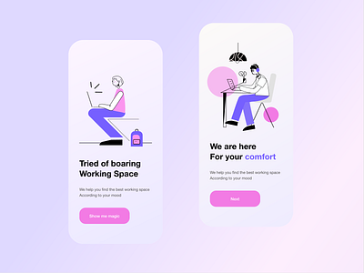 Co working App  -  Onboarding Screens