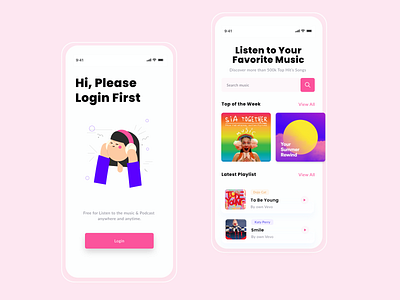 Music & Podcast App 2020 ui trends design homepage login music music app podcasr rkhd typography