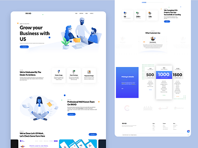 Branding - Landing Page UI/UX 2020 ui trends brand identity branding design business design illustration landingpage pricing professional rkhd typography website