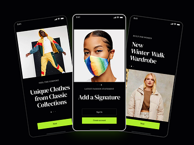 Shopping Onboarding Screens - Part 1 branding dark app delhi ecommerce ecommerce shop india login mask rahul kumar shadow shapes shop shopping shopping app sign in ui ux winter shopping