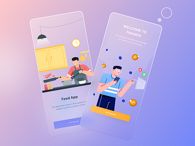 Splash Screens 2020 ui trends 2021 design finance food app get started glassmorphism illustration login minimal rkhd splash splash screen splash screens typography