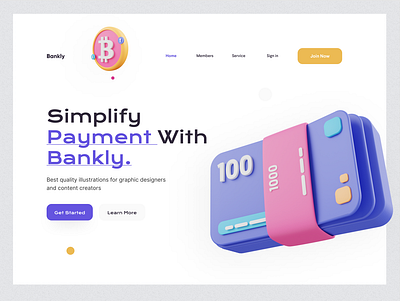 Bankly Landing Page 3d brand identity branding delhi illustration landing page payment rahul kumar trends typography ux ux ui website