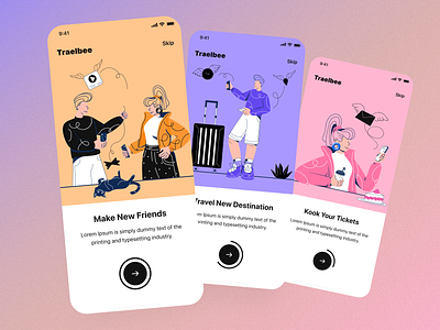 Travel App Onboarding clean design illustration intro screen onboarding best design onboarding screeen travel travel app ui