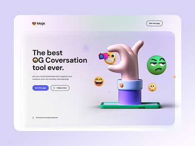 Emoji - Hero header 2021 ux 3d dark mode emoji hero section landing page minimal design typogrpahy ui