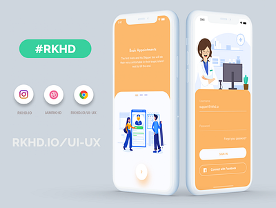 Doctor consultant appoinments consultant consultants doctor app intro screens login rkhd ui ux