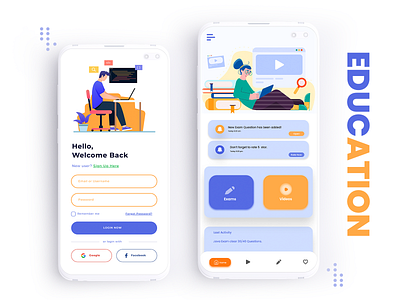 Education App (Videos & Exams) 2020 2020 ui trends app branding design education education app educational exams rkhd typography ui ux videos app