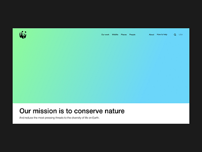 WWF Home screen branding design flat green minimal typography ui ux web website wwf