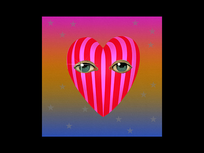 looking at you acid beautiful collage design dream eyes gradients heart illustration love occult sparkle start striking stripes surreal talisman