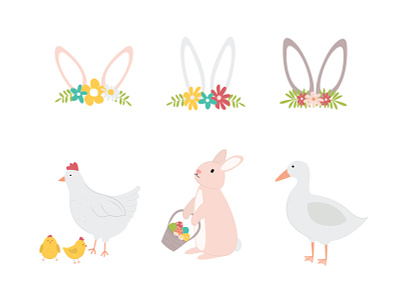 Easter Illustrations chicken illustration clip art illustrations clipart digital illustration duck illustration easter clipart easter ilustrations rabbit illustration