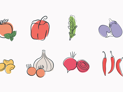 Vegetable illustrations (The Name Sauce Company) digital illustration digitaldrawing flat illustration vegetable illustrations