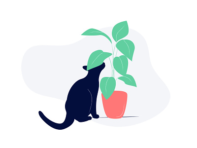 cat cat design illustration illustrator plant simple