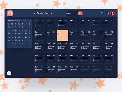 Designed a Calendar adobe xd adobexd dailyui dark app dark mode dashboard ui design productivity qualityshitdesign ui