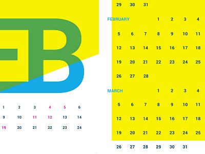 Calendar concept calendar cmyk saturation scale typography