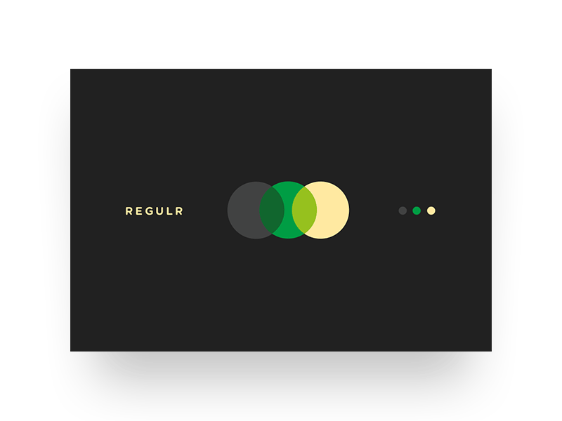Biz Card for Regulr branding circle design green logo minimal retro text yellow
