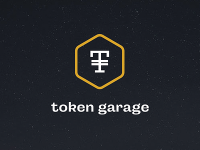 Token Garage accelerator black blockchain branding crypto gold hexagon logo minimal sanfrancisco