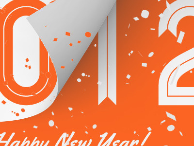 Happy new year 2012! 2012 clean confetti new year orange