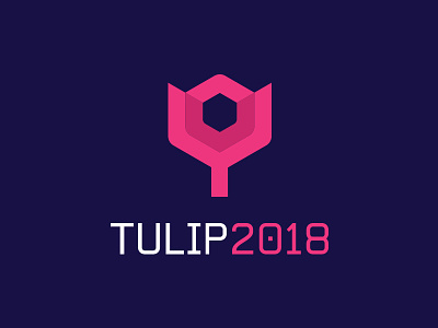 Tulip Conference 2018 blockchain branding clean crypto design hexagon logo minimal pink purple tech