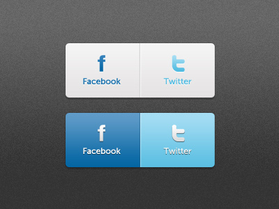 Social Buttons blue buttons facebook icons light rounded corners twitter