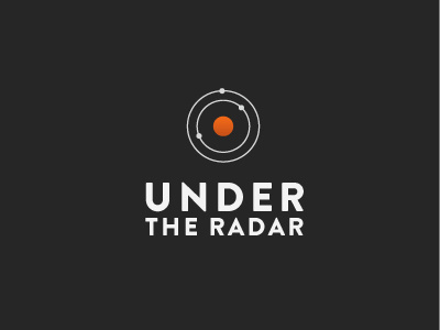 Under The Radar Logo black brandon grotesque circles dark grey kerning logo minimal orange radar uppercase white