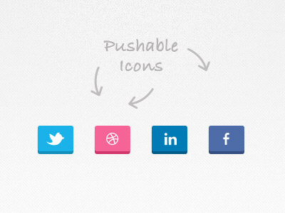 Pushable Icons 3d blue button buttons dribbble facebook icons linkedin minimal pink pixolia raylo simple social social icons twitter ui