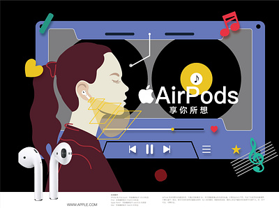 AirPods：享你所想 advertisement illustration