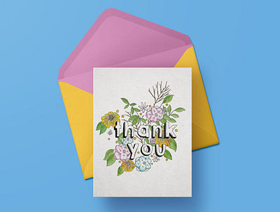 Thank You Card branding design floral graphic greeting card illustration illustrator logo san francisco thank you watercolor