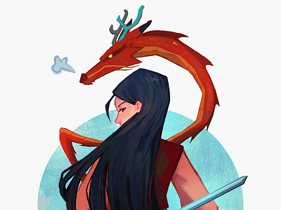 Dishonour On Your Cow! concept art digital art digital illustration digital painting disney disney art disney princess dragon fan art illustration inktober2019 laliiiart mulan mushu photoshop visual development