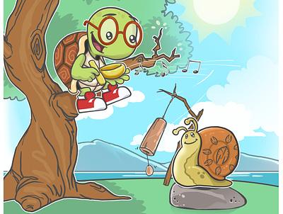 TURTLE AND SNAIL - Book Illustration Style book illustration cartoon digital drawing digital illustration drawing illustration illustration art