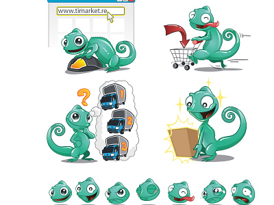 CHAMELEON MASCOT for timarket.re cartoon digital art digital drawing digital illustration digital illustrations digitalart illustration illustration art mascot vector