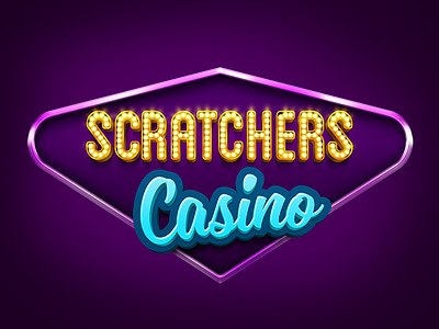 Scratchers Casino Logo app casino game logo neon type typography