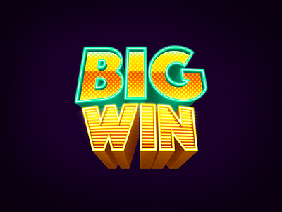 Big Win Text casino game illustration neon type typography vector