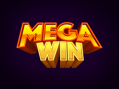 Mega Win Text casino game illustration neon type typography vector