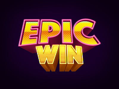 Epic Win Text casino game illustration neon type typography vector