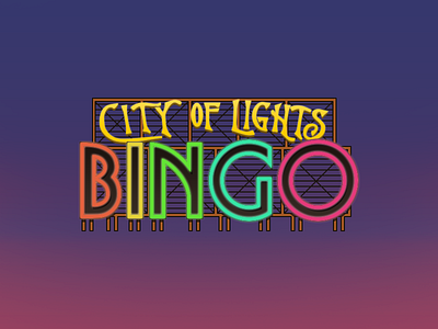 City of Lights Bingo app blackjack casino game illustration logo type typography vector
