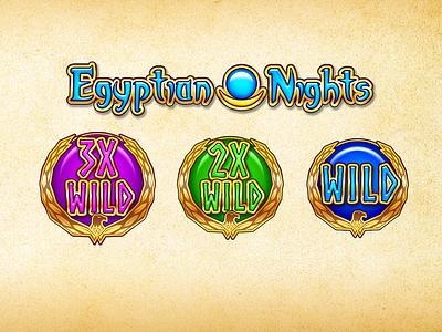 Egyptian Nights slots casino game icon logo slots type typography