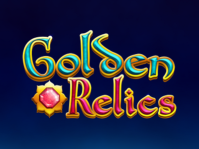 Golden Relics app casino game illustration type typography vector